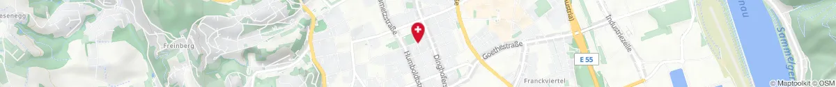 Map representation of the location for Hessenplatz-Apotheke in 4020 Linz